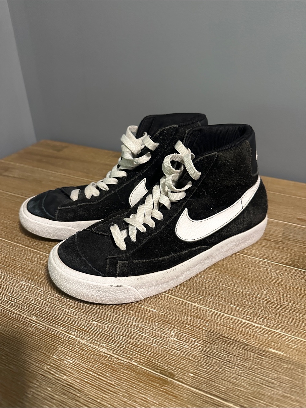 Nike Mid-Top Suede Sneakers in Black and White